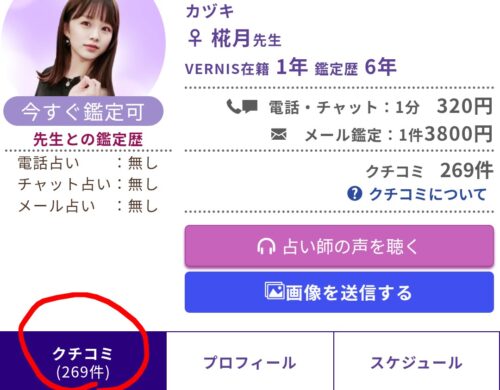 ヴェルニの占い師の口コミを見よう