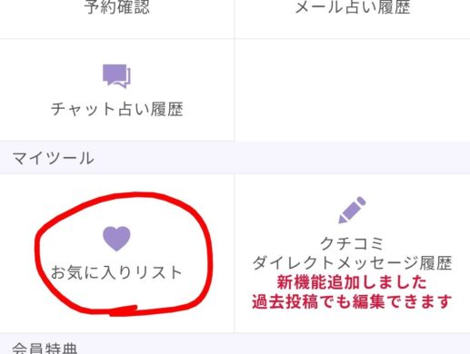ヴェルニのお気に入り登録した占い師の見方